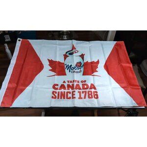 MOLSON CANADIAN CANADA SINCE 1786 FLAG 37" X 24"  RED WHITE TEAM OLYMPICs HOCKEY
